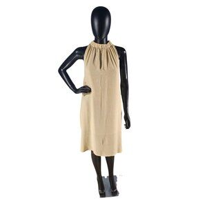 Daffodil Yellow Crepe Tie Neck Shift Short Dress - Prologue